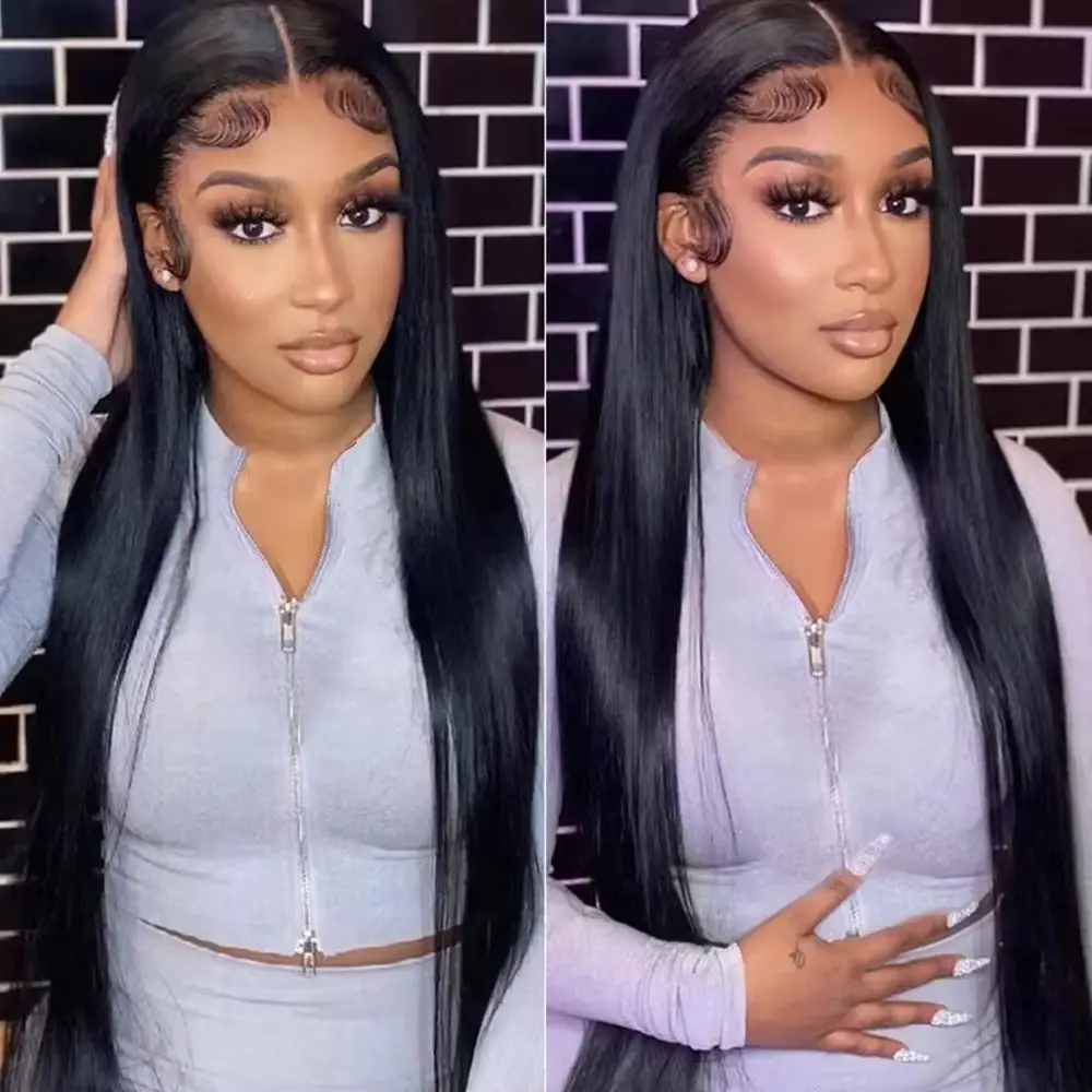 250% Density 13x4 13x6 Lace Frontal Wig Straight HD Transparent Lace Brazilian Human Hair Wig 5x5 Lace Natural Color Wig