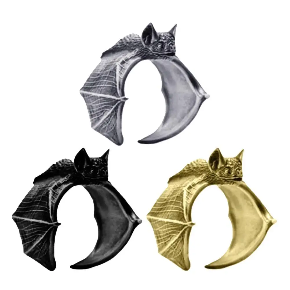 Halloween Vintage Bat Design Rings Women Men Adjustable Opening Rings Punk Finger Rings Halloween Party Cosplay Jewelry Gifts