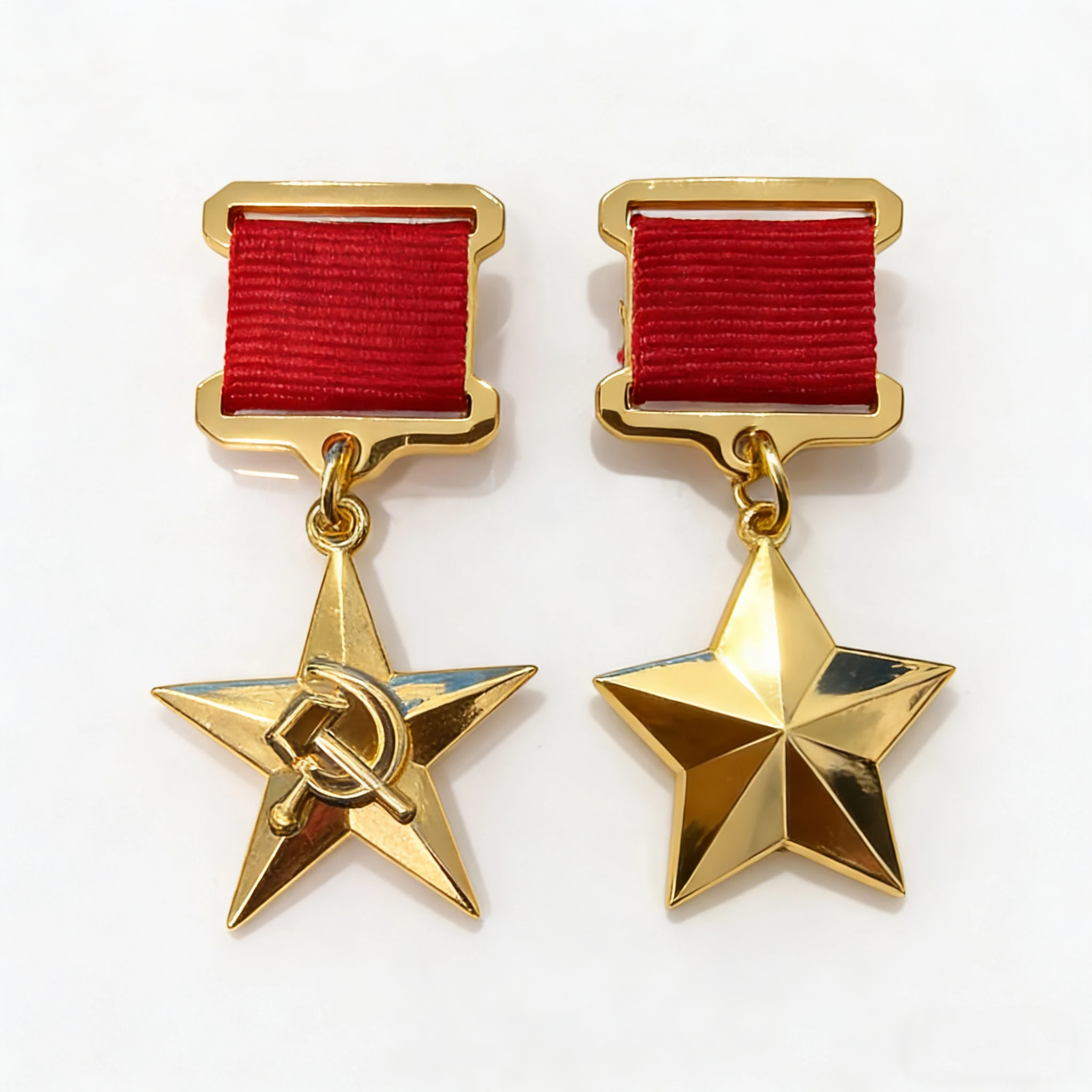 Replica Soviet Gold Star Medals Souvenir - Hero of USSR & Socialist Labor Collectible Badge
