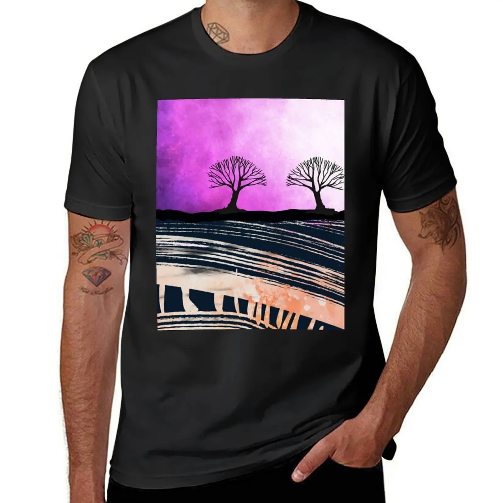 Tree of life nebula sunset on autumn tree in fall T-Shirt summer clothes boys whites men t shirts