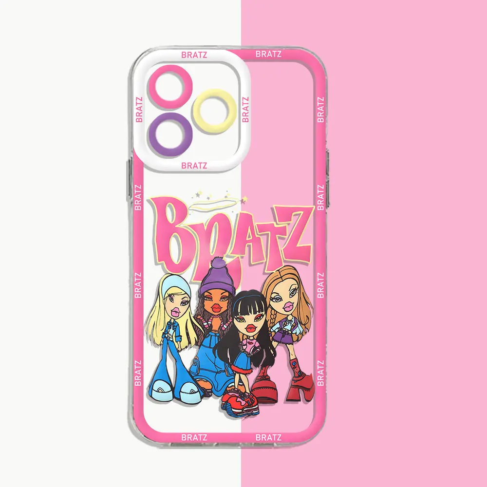 Cute Cartoon Bratzs Doll Phone Case For Xiaomi Redmi Note 13 12 12C 11 10 10C 10s 9 9s 9T 9C 8 7 Pro Max 4G 5G Transparent Cover