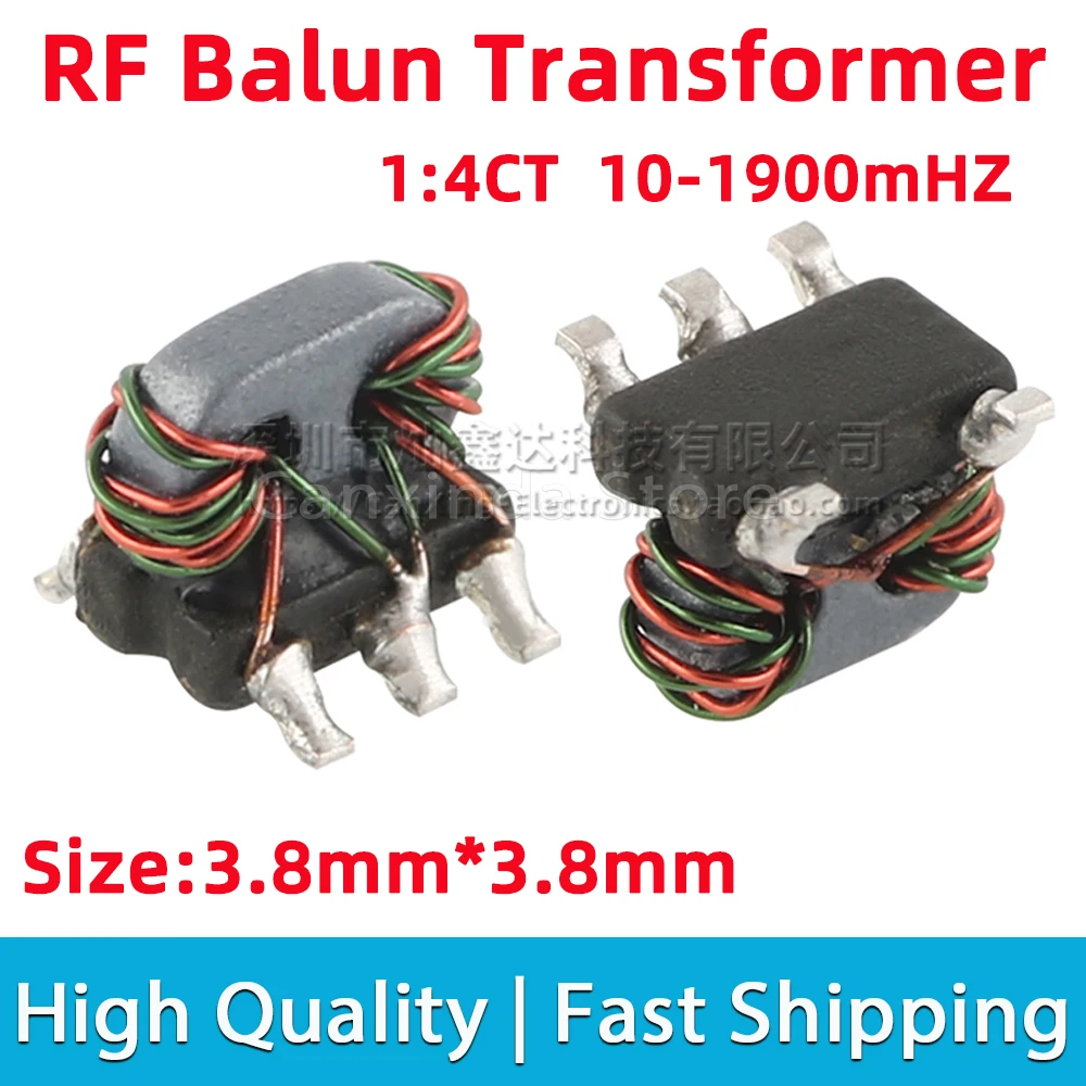 5pcs TC4-19+ RF Balun Transformer 10-1900MHz 1:4CT Impedance 50Ω 50 ohm Flux Coupled 1:4 Balun Balanced Unbalanced Converter