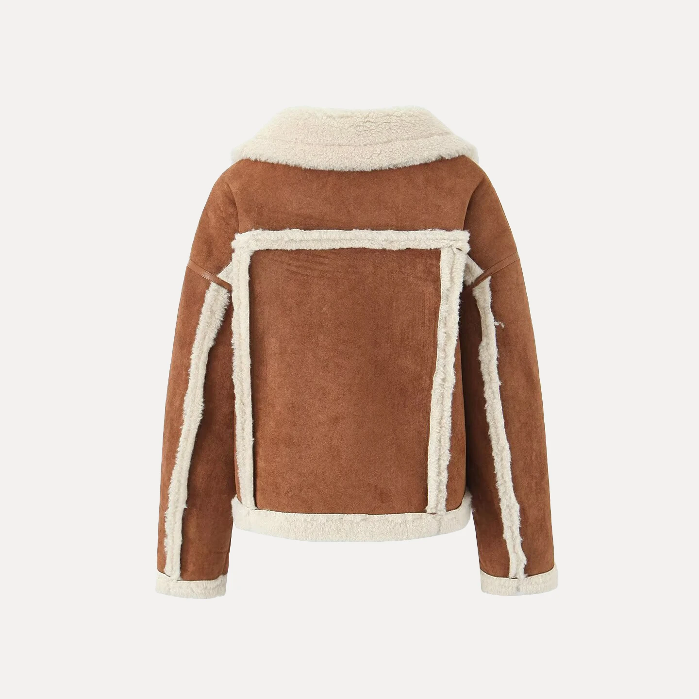 Ele Retro Zamszowa Kurtka z Kożucha Jagnięcego z Guzikami z Rogu Jesień 2025 Nowa Damska Codzienna Kurtka Długi Płaszcz z Wykładanym Kołnierzem