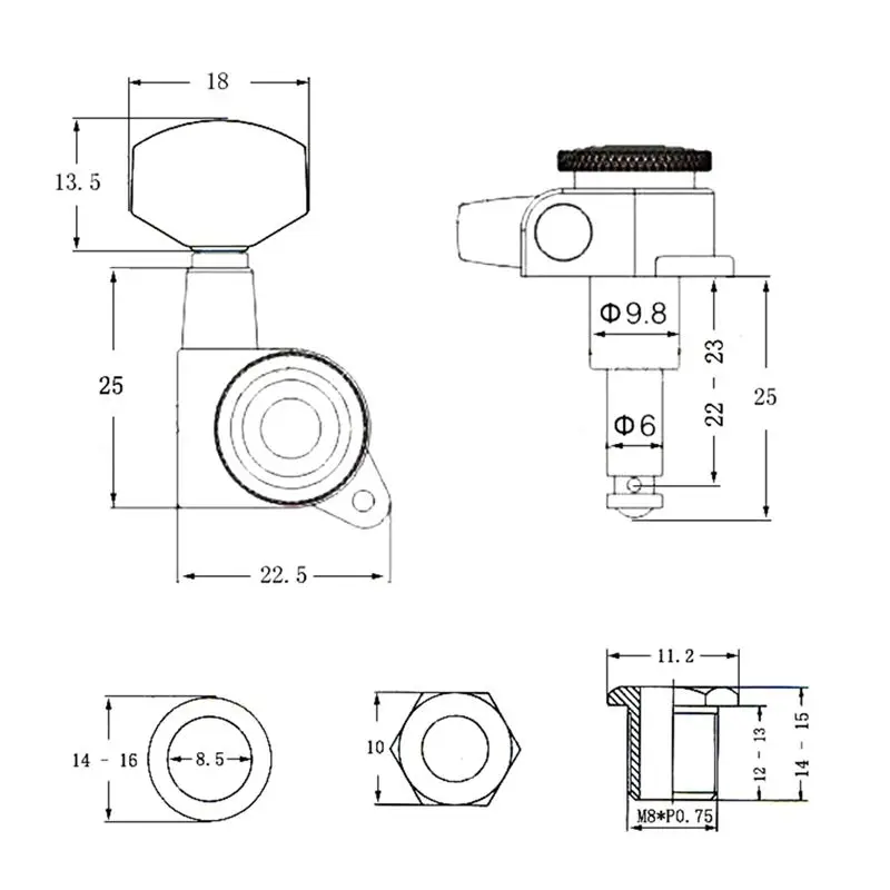 

Fashion ~ Silver 6R набор ключей для настройки с блокировкой, полностью закрытая электрическая деревянная гитарная кнопка