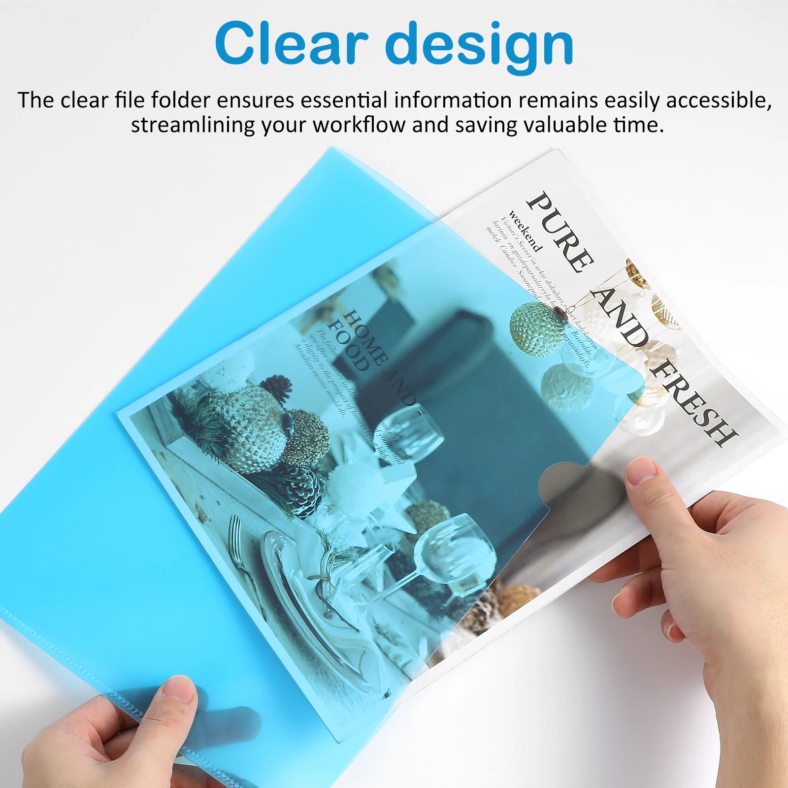 

16pcs A4 Transparent L shaped Folders Clear Plastic Document Holders Office Supplies Letter Size Paper Protectors