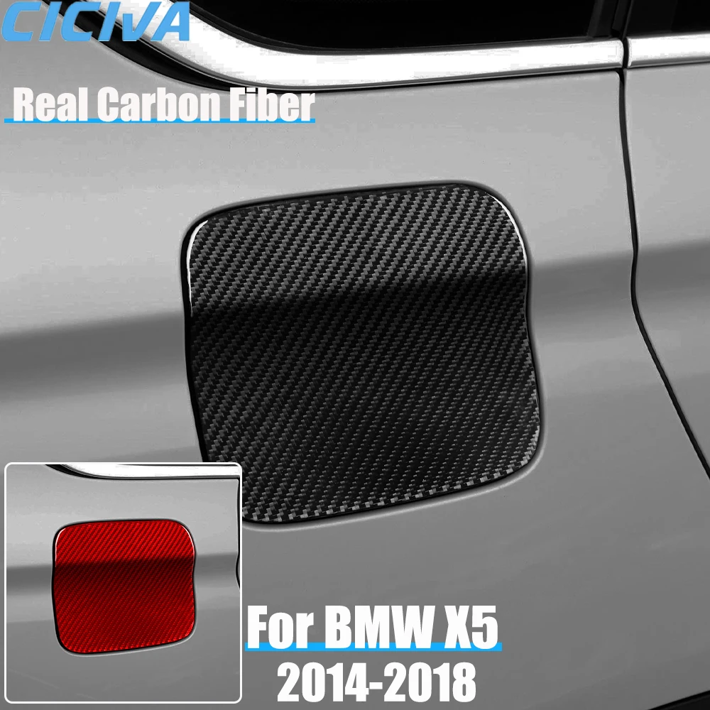

Real Carbon Fiber Car Accessories Fuel Gas Tank Cap Trim Cover Soft Sticker For BMW X5 F15 2014 2015 2016 2017 2018