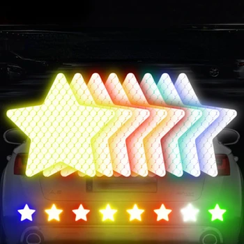 10Pcs Star Shape สะท้อนแสงสะท้อนแสงสติกเกอร์กาวเทปเตือนความปลอดภัยสำหรับรถบรรทุกรถจักรยานยนต์