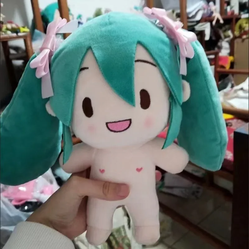 Hatsune Miku-Muñeca de algodón de 40cm de altura sentada, ropa de bebé de moda, franela suave de dibujos animados, 20cm