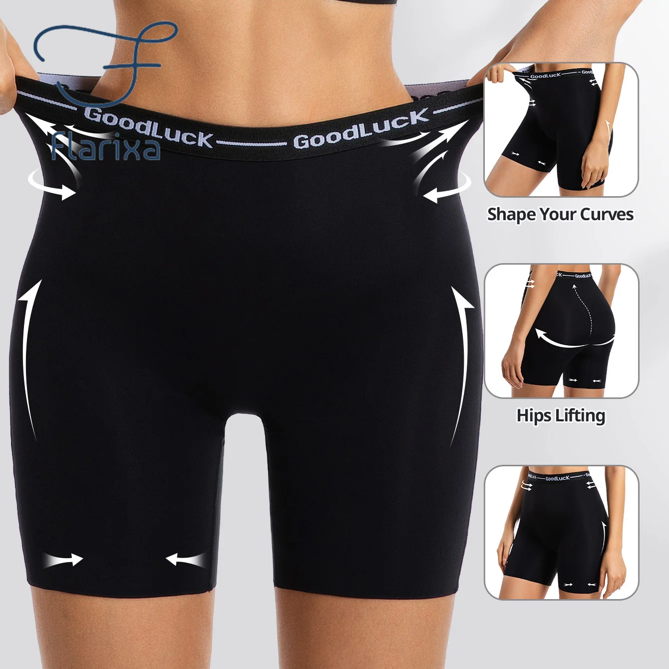 FLARIXA Women High Waist Seamless Sports Underwear Anti-Chafing Safety Pants Tummy Control Shaping Shorts Boxer Long Leg Panties