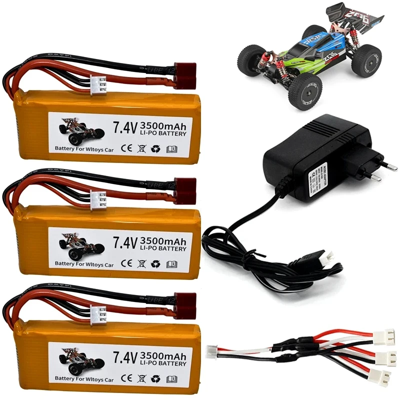 7.4V 3500mAh Lipo Battery Charger Sets for Wltoys 144001 124016 124017 144002 Car battery 2s 7.4v for Wltoys 12428 12423 RC Car