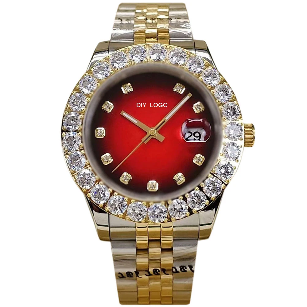 Customized Logo43mm men's watch with high-end mechanical movement, diamond bezel and sapphire mirror, best gifts man