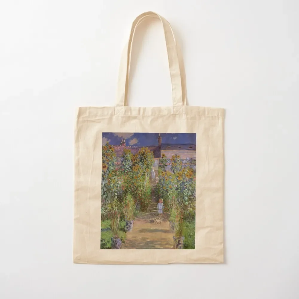 

Claude Monet - The Artist's Garden at Vétheuil Tote Bag canvas shopping bag custom fabric bag