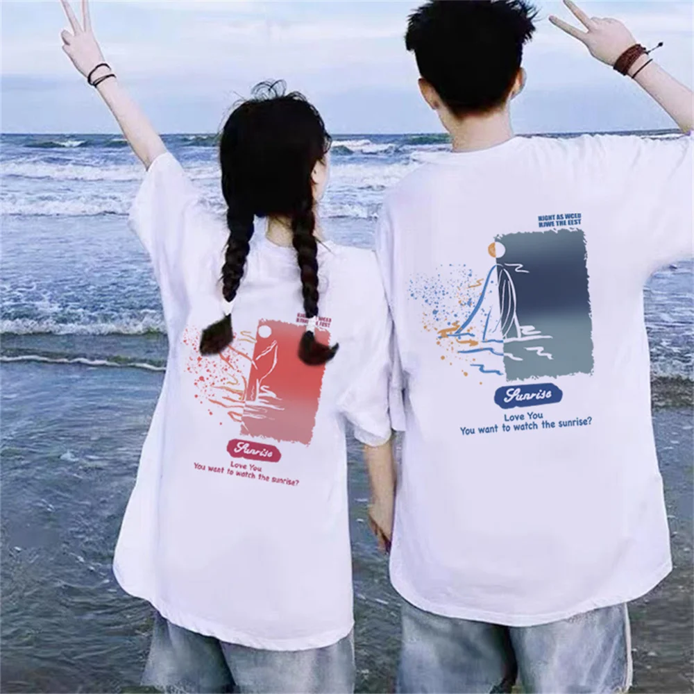 Original Designer Cartoon Dolphin Back Printing Couple T Shirt Sweatshirts Men Womens Summer Loose Short Sleeved T-Shirts