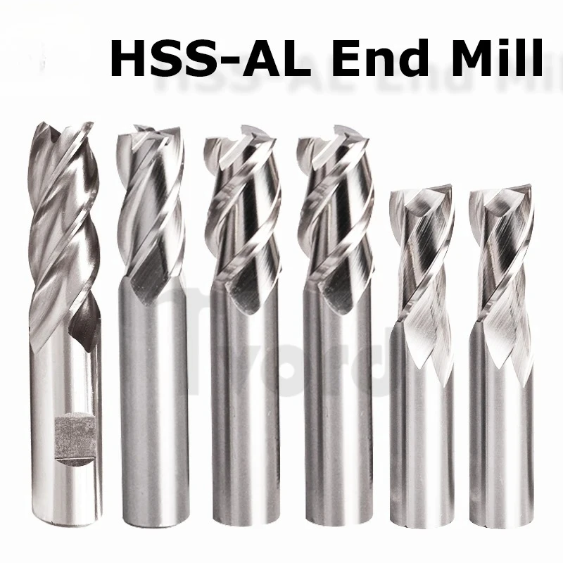 

HSS-AL End Mill 2 3 4 Flutes Straight Shank CNC MetalTool High Precision Diameter4mm 6mm 8mm 10mm 12mm 16mm 18mm 20mm 25mm