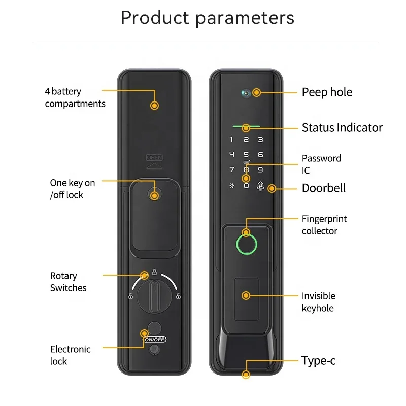 2023 Modern WiFi Tuya slim automatisch digitaal deurslot voor appartementen