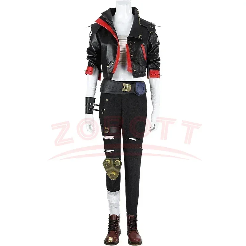 جديد Arcane2 LOL Vi أزياء تنكرية PU سترة جلدية شعر مستعار للعبة لعبة LOL Black Vi زي حفلة الهالوين مجموعة كرنفال الإناث