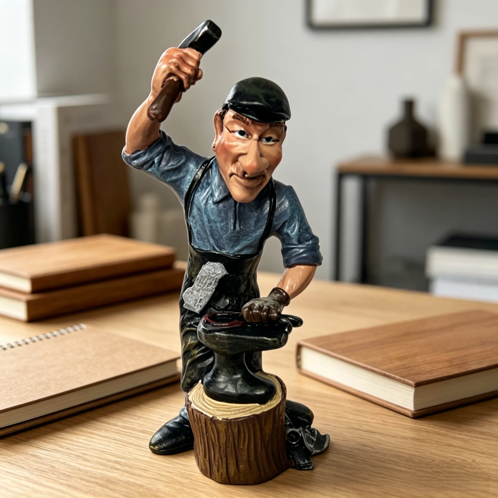 Blacksmith Resin Statue Desk Ornament Craft Figurine Metalworking Theme Home Decor