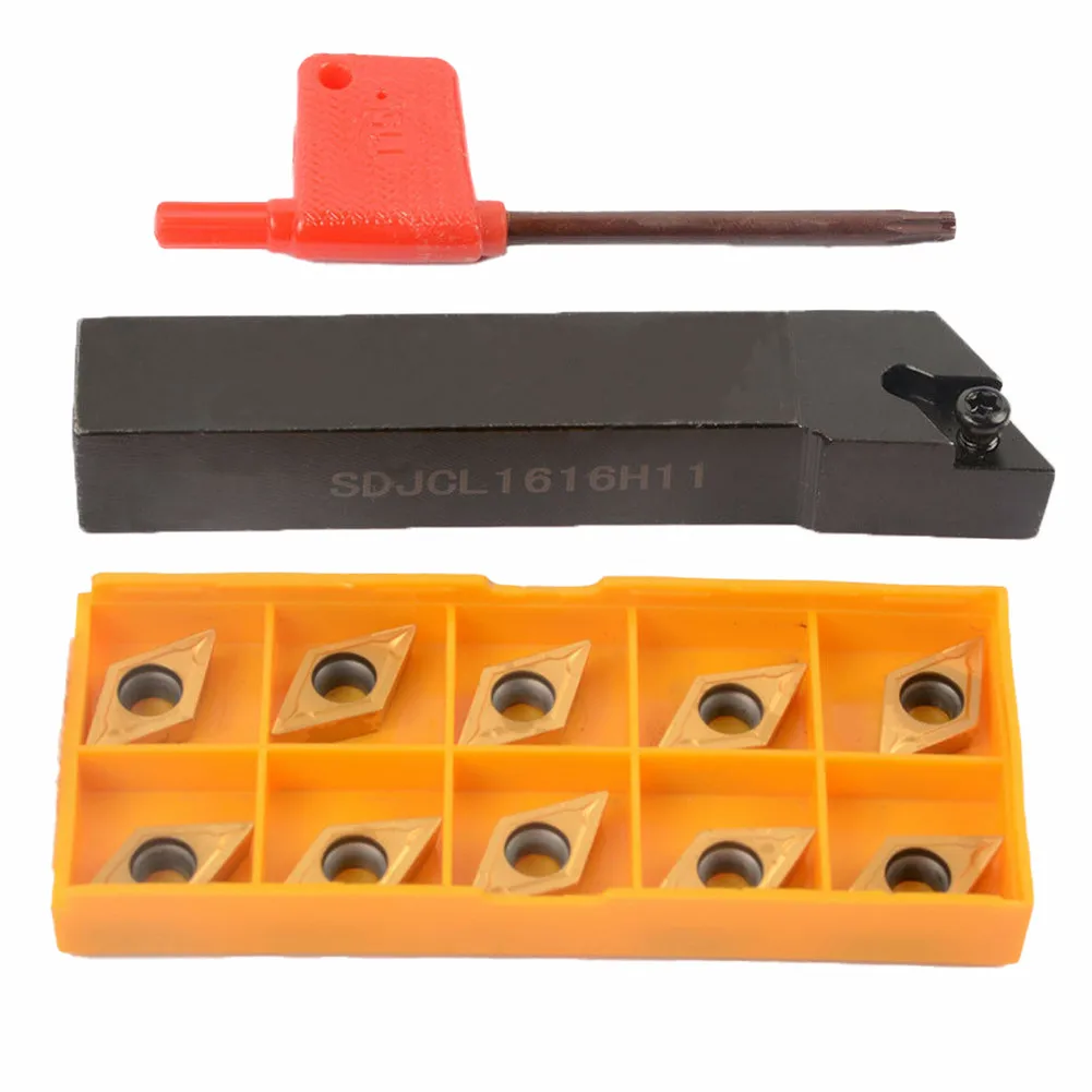 Easy Blade Replacement SDJCL1616H11 +1box DCMT11T304 UE6020 External Lathe Turning Tool Holder for Convenient Use