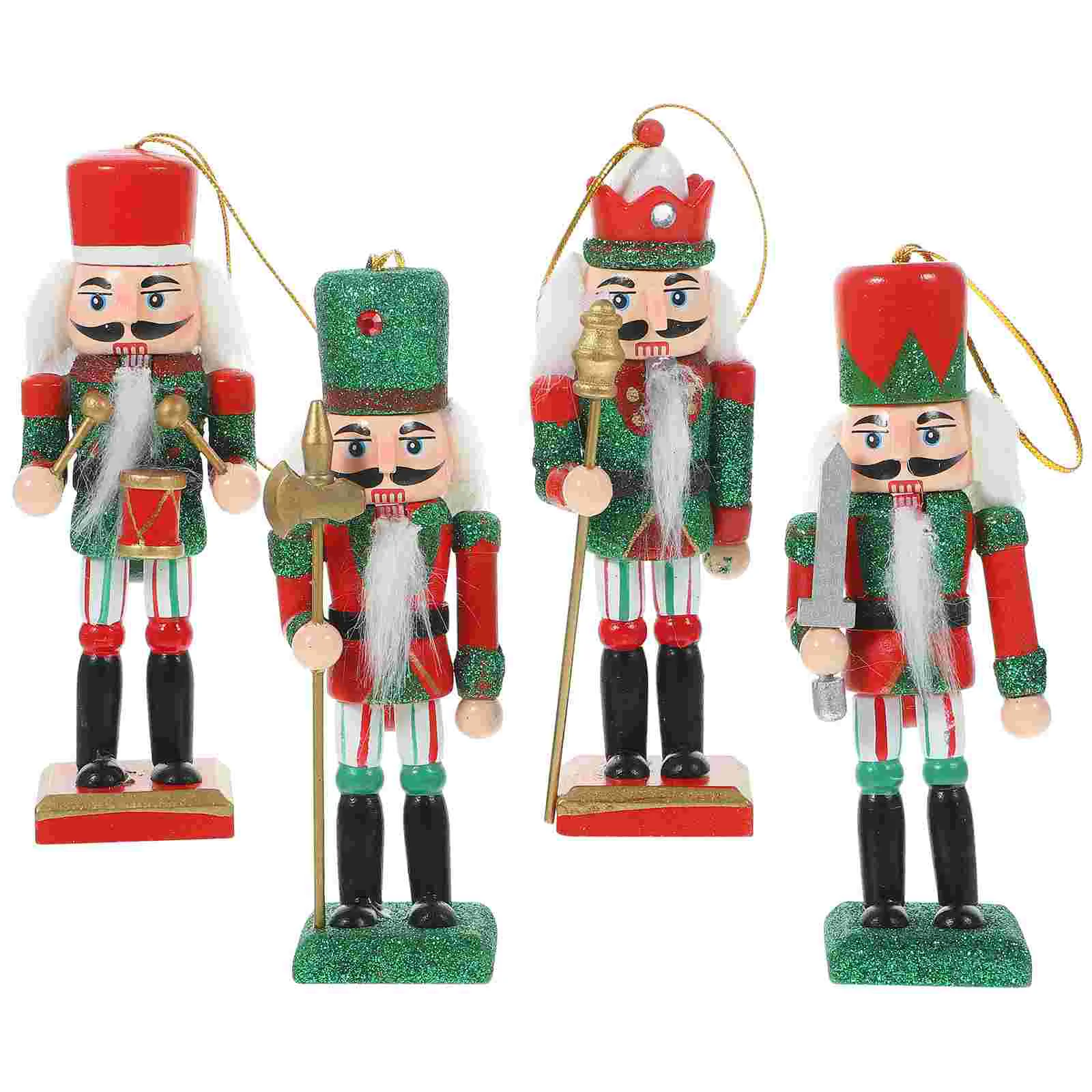 4 Pcs Christmas Slippers Nutcracker Pendant Crackers Top Hat Xmas Desktop Decorations Indoor