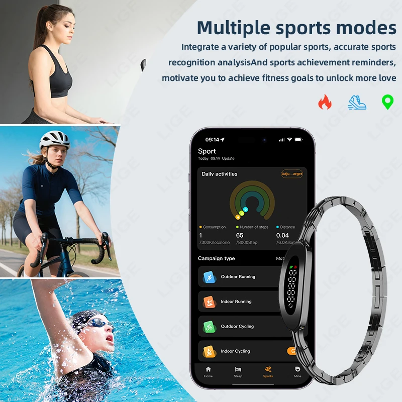 LUIK NIEUWE Hot Sales Smart Armband Sport Fitness Gezondheid Tracking Waterdichte Oproep Bericht Herinnering Lichtgewicht Luxe Smartwatch
