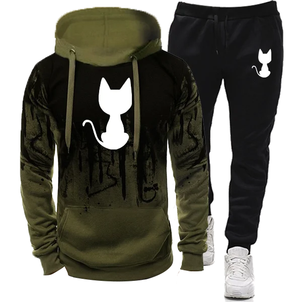 Männliches Set von zwei Teilen für Männer Splash Ink Sweatshirt Unisex Anzug Herren hose Sets Sportswear Herren Herren Herbst kleidung Hose neu