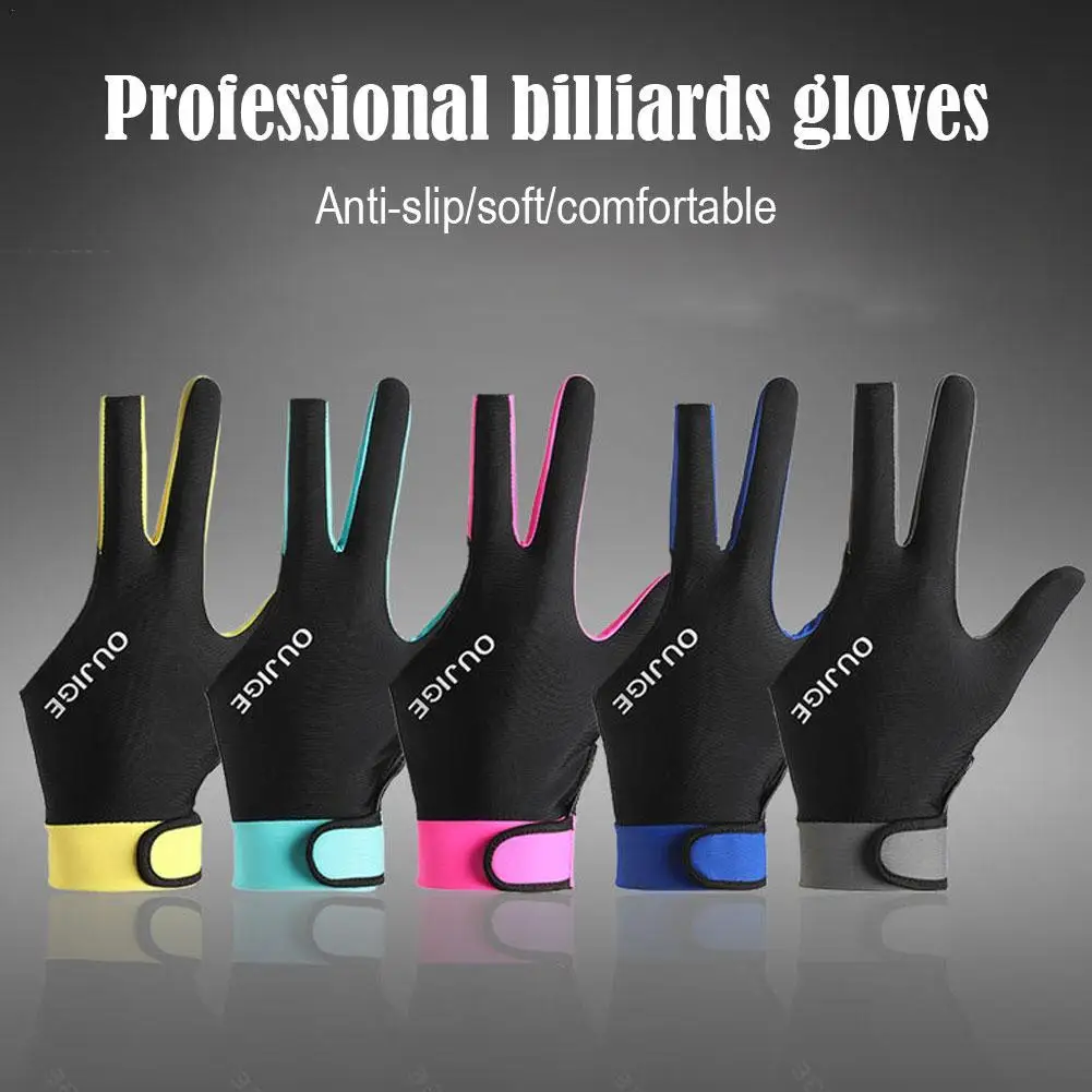 

New Left Hand Billiards Glove Three Finger Snooker Billiard Glove Non Slip Stickers Elasticity Billiard Training Gloves