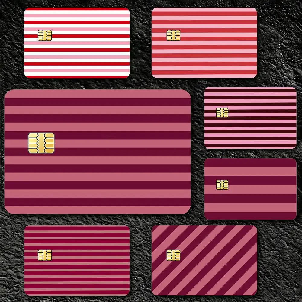 

Burgundy White Stripe pattern Credit Card Skin Stickers For VISA Bank Bus Metro Access Card Protective Film Cover Sticker