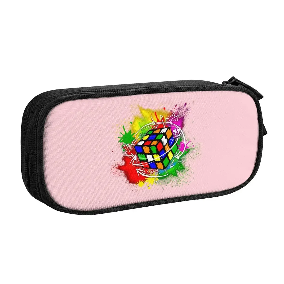 Custom Vintage Rubix Rubiks Cube Math Lover Kawaii Pencil Case Boys Gilrs Large Capacity Pencil Bag Student School