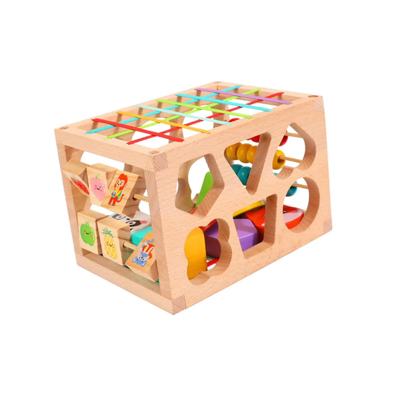 Shape Sorter Matching Activity Educational Motor Skills Training Wooden Sensory