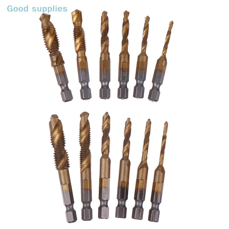 

6 шт., набор титановых сверл из быстрорежущей стали, метрический составной винт, шестигранный хвостовик для обработки металла, стали, дерева, пластика