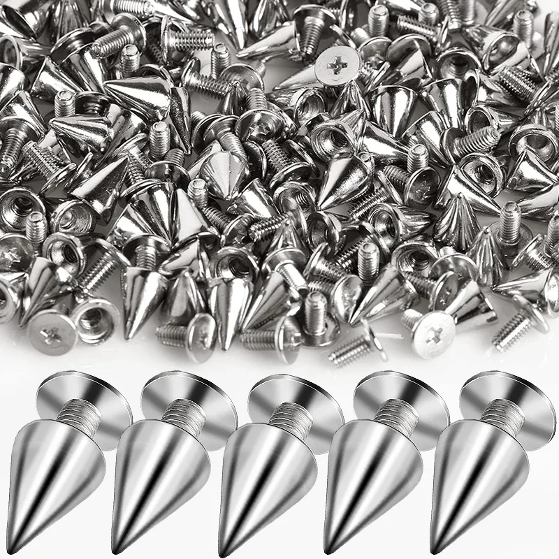 DIY Cone Studs and Spikes Punk Metal Sliver Gold Double Cap Screwback Rivets Round Nail DIY Clothes Shoes Bag Collar Accessories