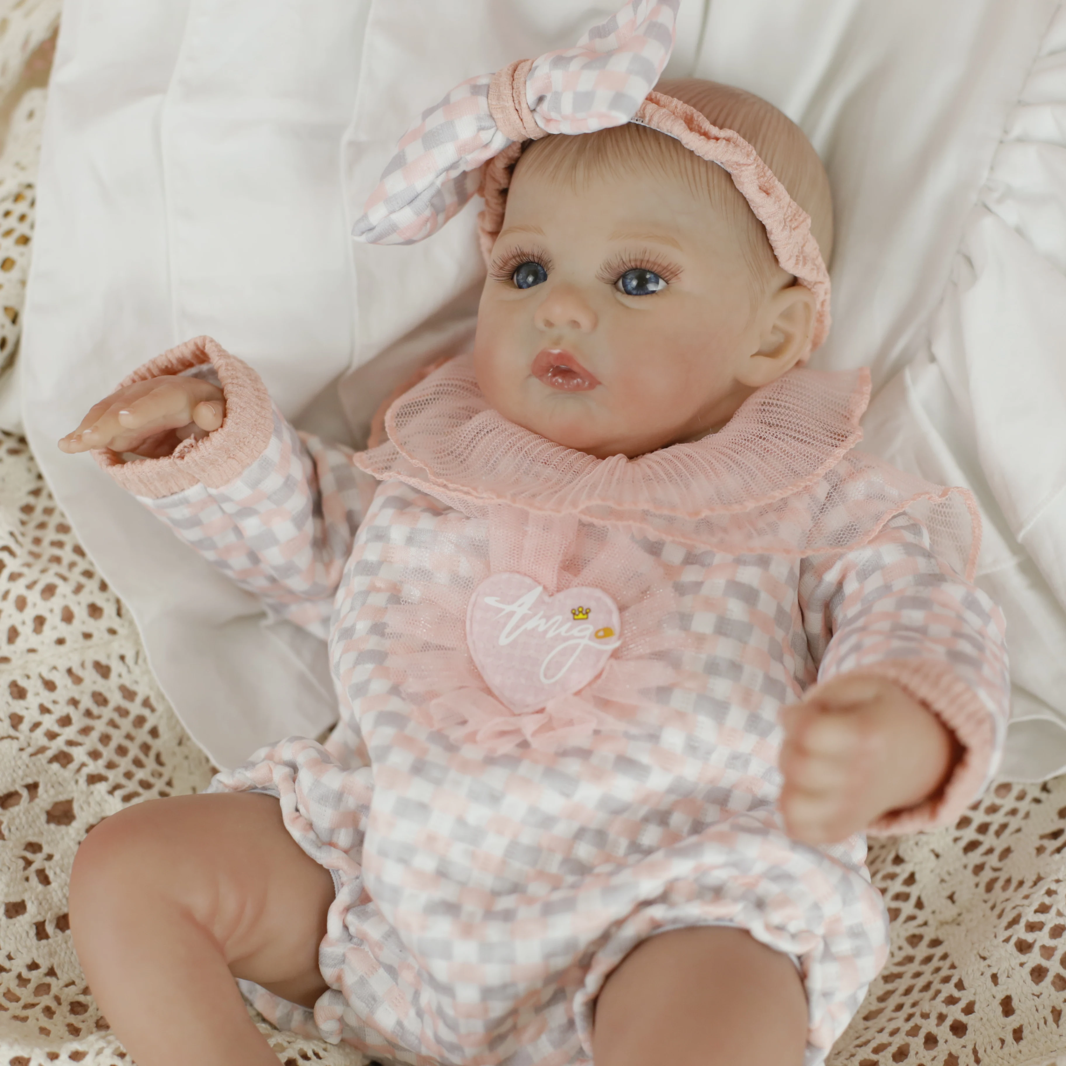 18インチ リボーンドール フルビニールボディ 女の子 メドウ 新生児 手作り 3Dスキン 可視血管 コレクターズアートドール クリスマスプレゼント