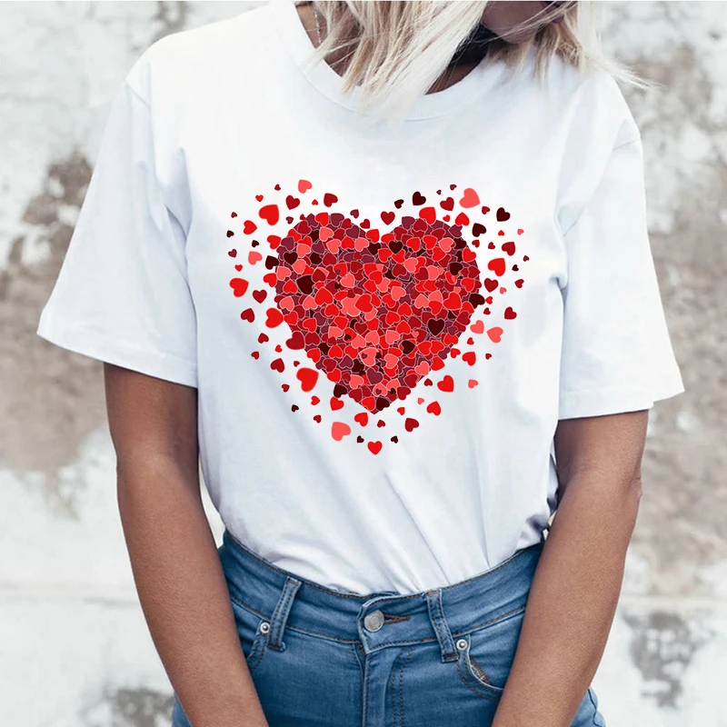 

(High quality T-shirts)Hot Valentine'S Day Love Funny Summer Women T-Shirt Harajuku Print Fashion Short Sleeve Summer Casual T