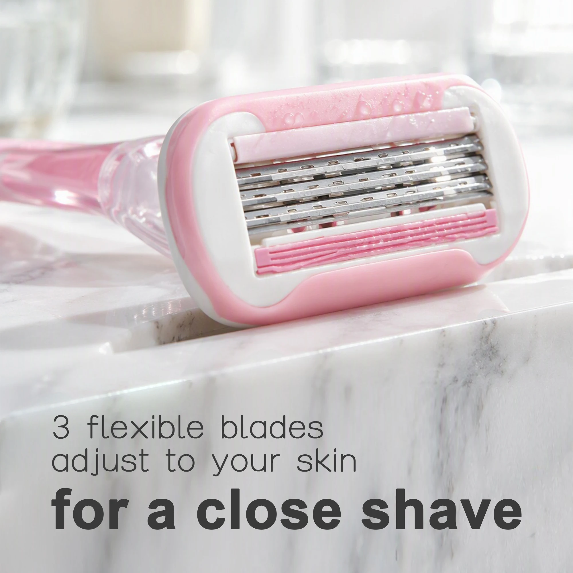 Women's Disposable Razors 3 Pack, 3-Blade Fixed Head with Aloe Vera Lubricating Strip, Non-Slip Handle, Easy Clean Shaving