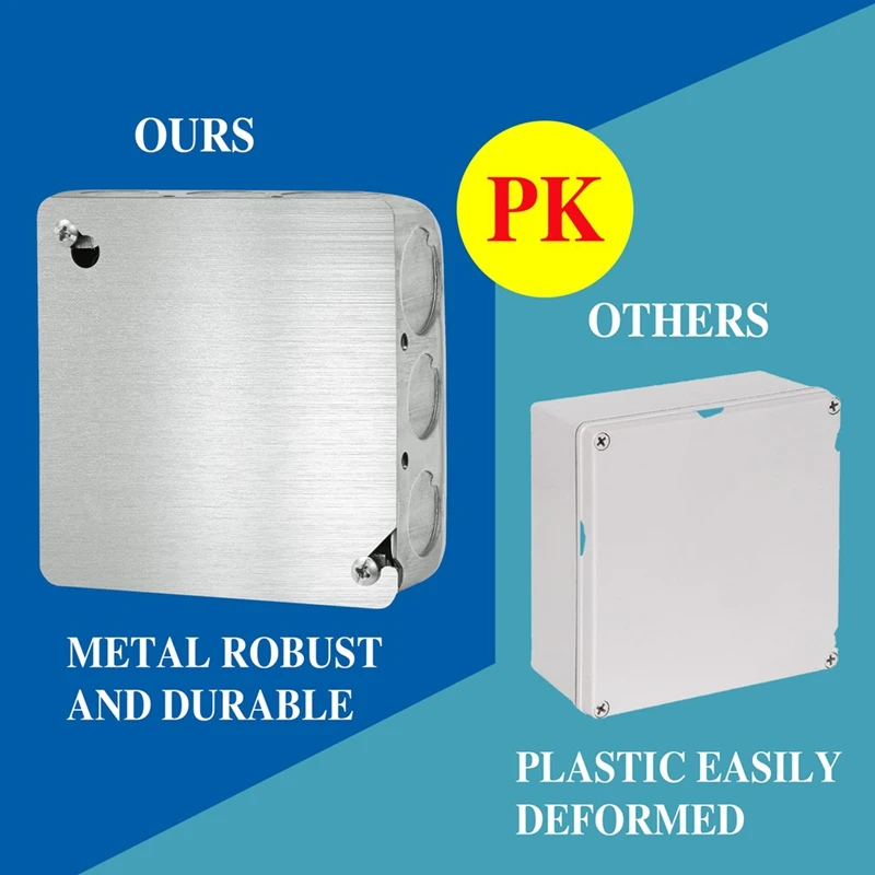 4X4in Metal Electrical Box Cover Plates, 4 Pcs Electric Junction Box Cover Plate, Square Flat Electric Box Panel Cover