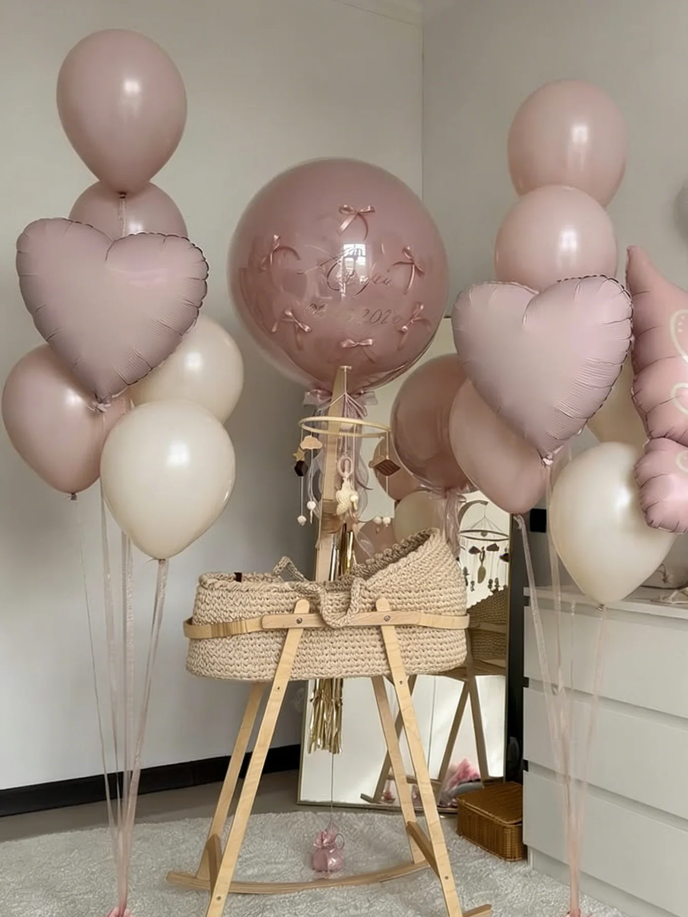 Rosa Herz-Ballon-Set Transparente Bobo-Ballons für Hochzeitssaison Muttertag Heiratsantrag Geburtstag Dekoration – Detail 3