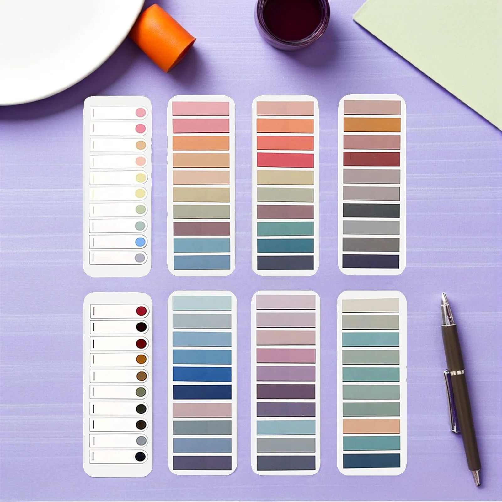 

8 Books Sticky Page Tags Colored Practical Portable Highlight Strips Reading Markers Note Stickers Household Supplies