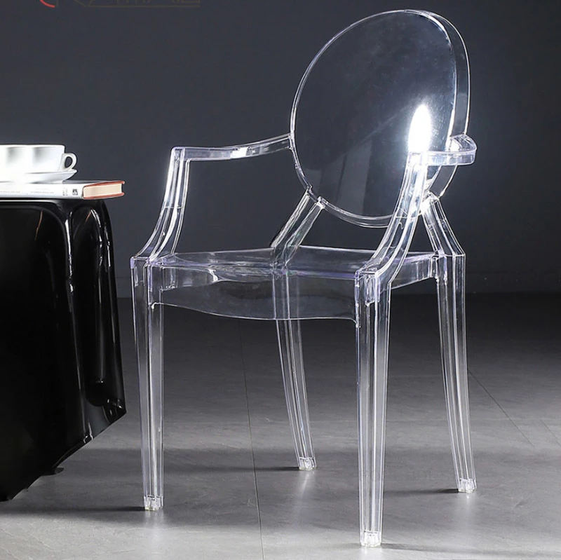 Dining Chair  Kitchen Acrylic Transparent Chair Plastic Crystal Devil Ghost Chair Creative Designer Makeup Armchair B