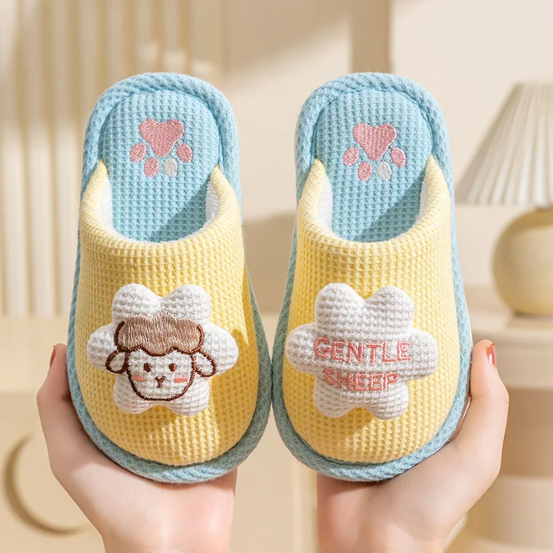 Children's cotton slippers girl cute indoor non-slip girl princess autumn and winter boy rabbit home baby slippers