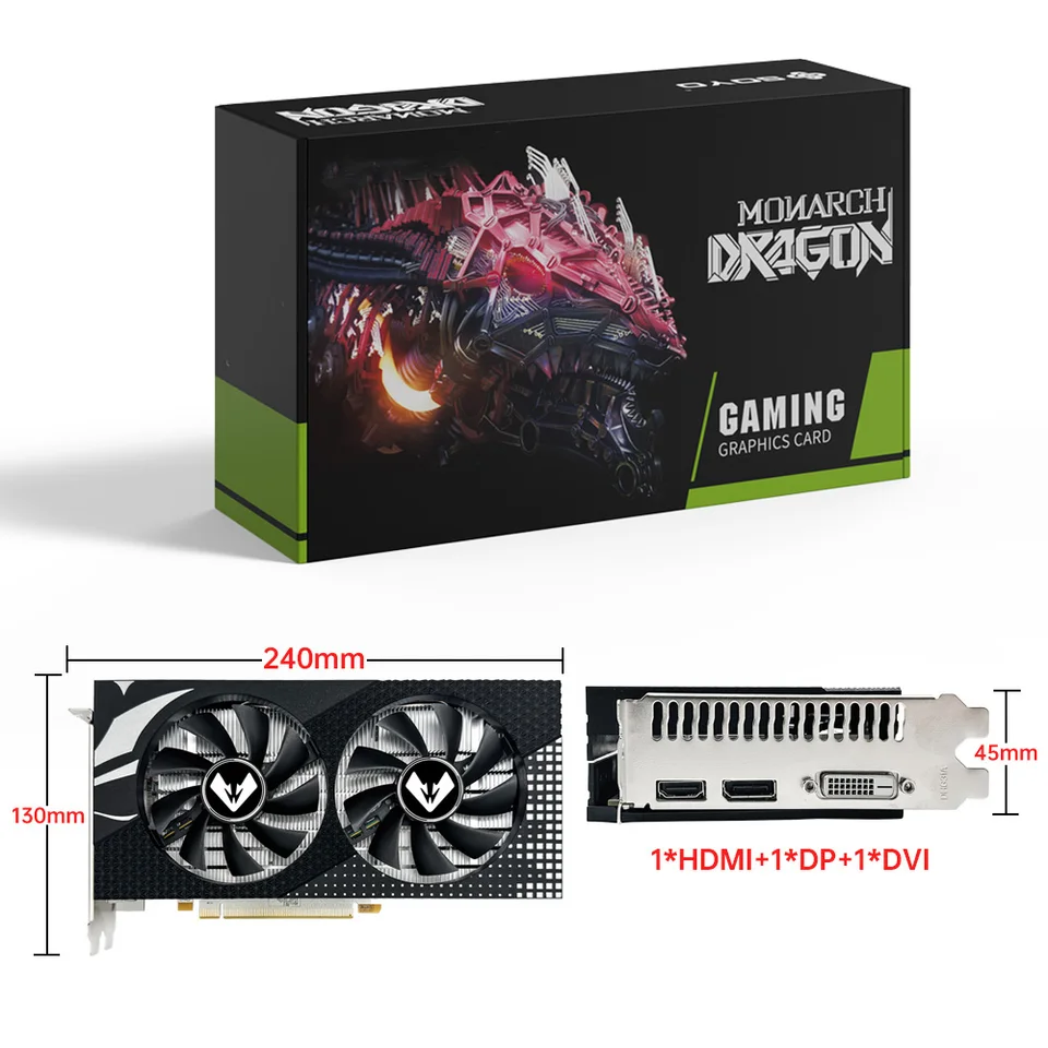 MOUGOL AMD Radeon RX580 8G Graphics Card GDDR5 Memory Video Gaming