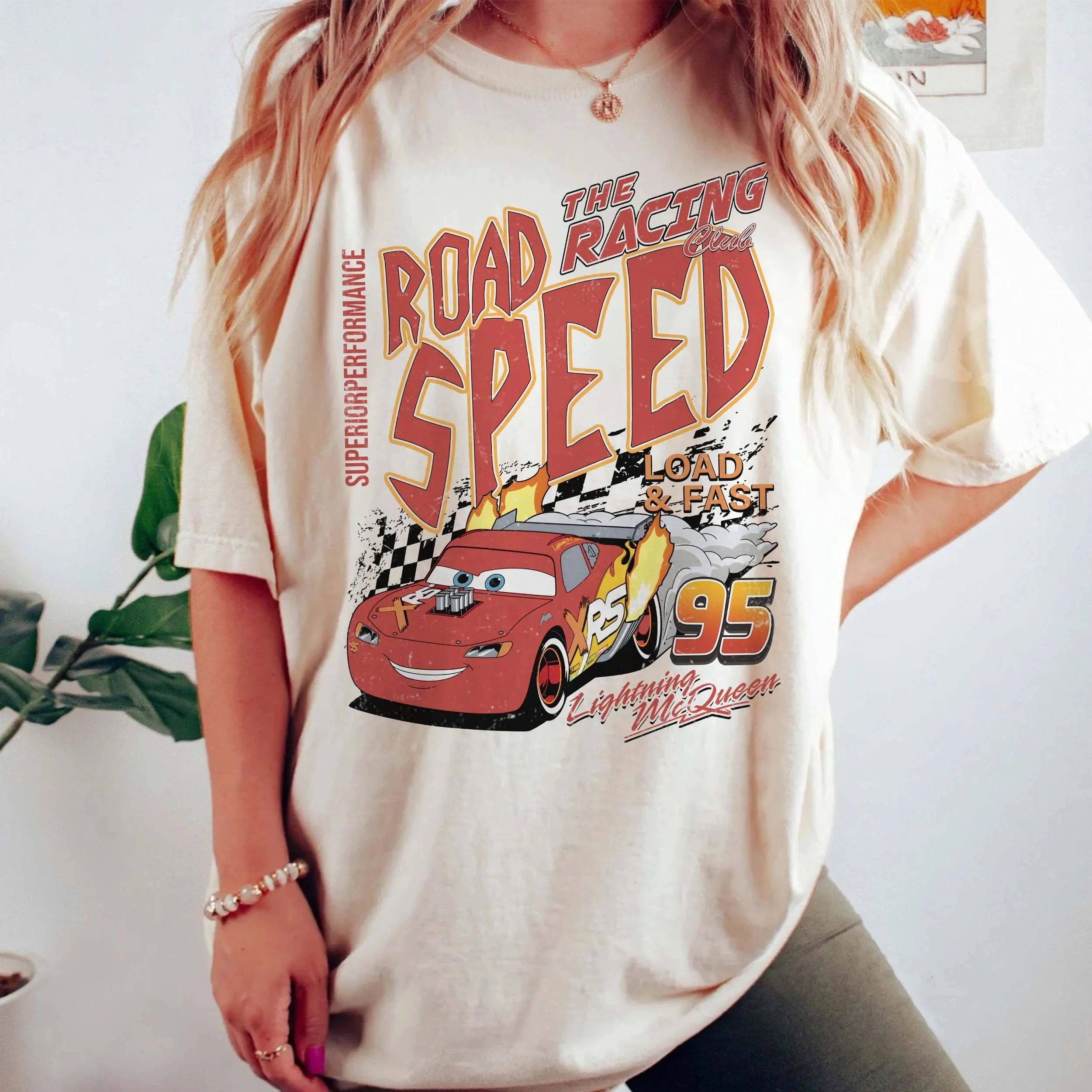 قميص Retro Disney Racing Road Speedo، قميص Vintage Lightning McQueen، قميص Cars Movie Disney، قميص رحلة عائلية من Disney #1