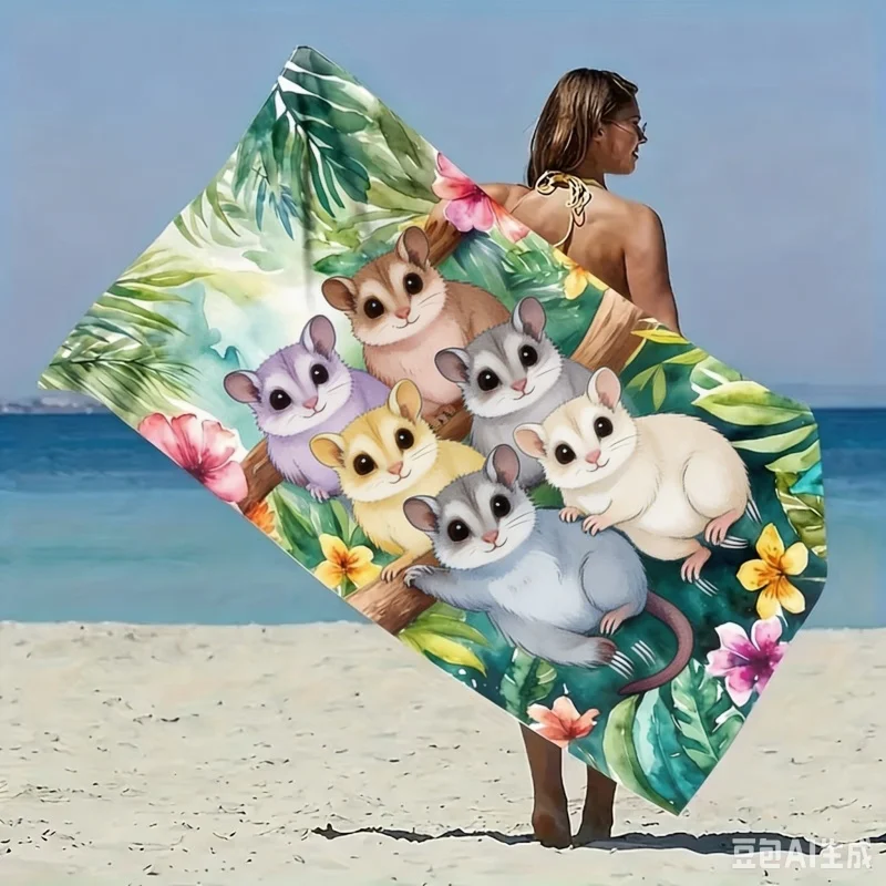 Newest Beach Sand Towel Watercolor Colorful Sloth Tropical Floral Beach Towel Microfiber Summer Pool Quick Dry Travel Towel