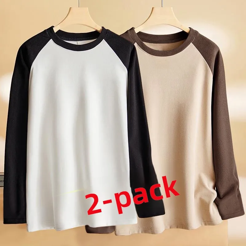 

Loose Long Sve T-irt for Men Autumn Winter New Sle Warm Splicing Base irt Korean Version Trendy Bot irt