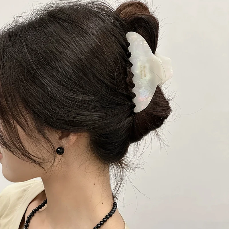 Große Haarklammer Clip Acetat Hai Clip Arc Geometrische Haarklammern Greifen Vintage Damen Haarschmuck – Detail 3
