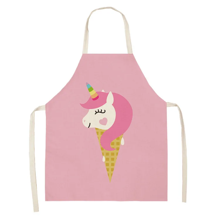 Ice Cream Donut Print Kitchen Apron Linen Stain Resistant Cute Kids Apron Chef Cooking Baking Apron Unicorn Apron Cleaning Tools