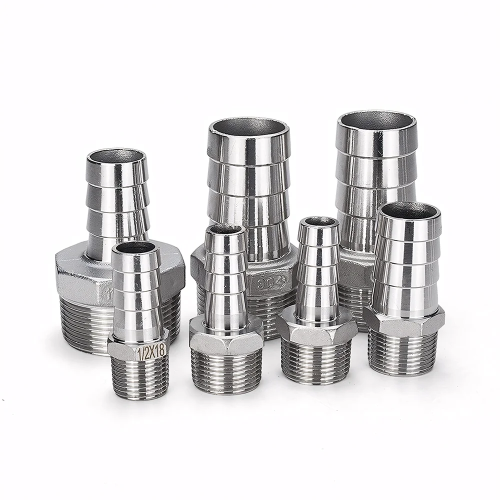 304 Edelstahl BSPT/ZG/NPT Außengewinde auf Pagoden-Steckanschluss Schlauchreduzierer 1/8"1/4"1/2" 3/4" Pneumatischer Flüssigkeitsrohranschluss – Detail 7