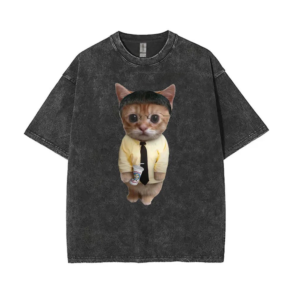 

Washed Vintage TV Show Fan Breaking Bad Walter White Heisenberg Cat Funny Meme T-shirts Men's Women Cotton Oversized T Shirts