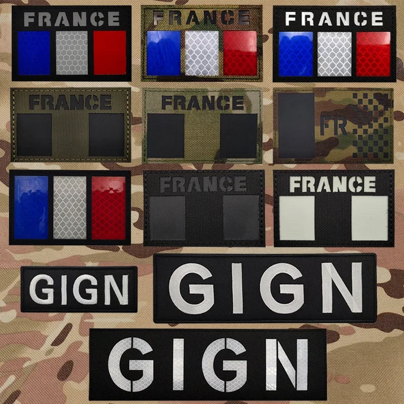 

France Infrared Reflective IR Patch GIGN Emblem Tactical Armband Badges Decorative Hook Patches