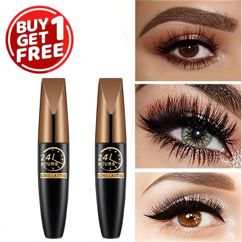 Mascara imperméable 5D, longue durée, en Fiber imperméable, achetez-en 1, obtenez-en 1, maquillage essentiel gratuit, 2 pièces/ensemble |   Formule noire