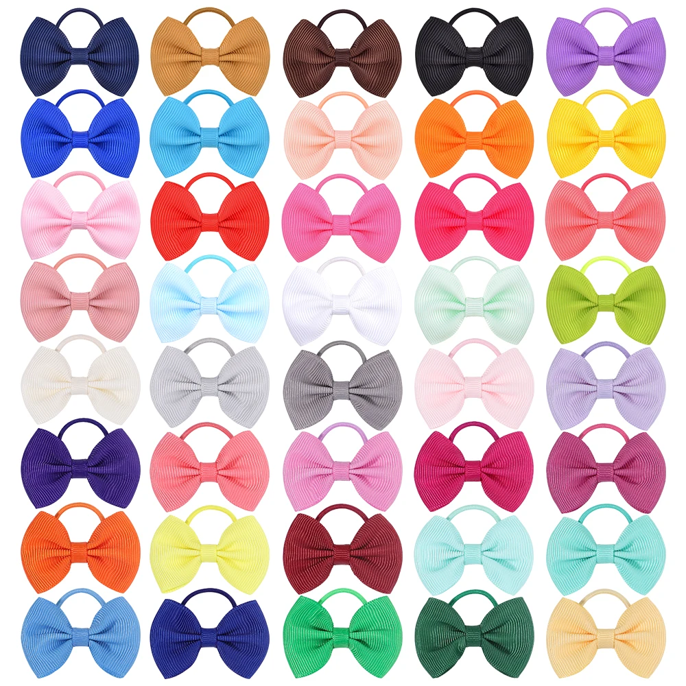 Wholesale 2\'\' Grosgrain Ribbon Solid Color Bows Elastic Hair Band For Kids Girls Candy Color Kids Bows Headwear Hair Accessories